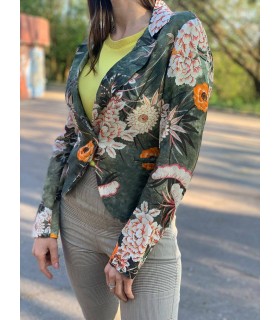 Пиджак женский цветочный принт зеленый 7124 Olivia Hops  - Respected-Person