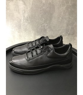 Кеды на шнуровке кожаные черные 10-4217001 Kadar 
