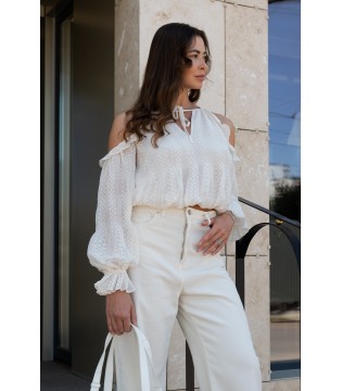 Блуза жіноча шифон молочна W6GH61W2041 6612041 Guess 3 - Respected-Person