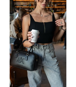 Майка-топ женская на молнии черная XW002057 Armani Exchange  3 - Respected-Person