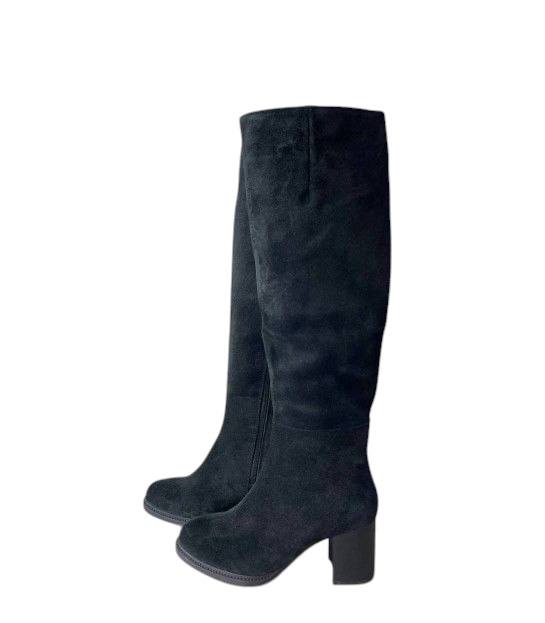 Ботфорты женские замшевые черные 6055 Olli Shoes  - Respected-Person