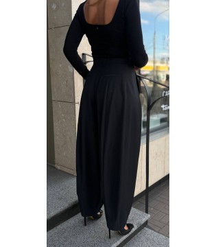 Женские брюки алладины из шерсти черные M6IH15 MEIMEIJ  2 - Respected-Person