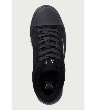 Кеды женские на меху замшевые черные XW003067 Armani Exchange  3 - Respected-Person