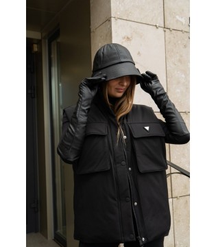 Шляпа женская с эко кожы черная XW001493а Armani Exchange  4 - Respected-Person