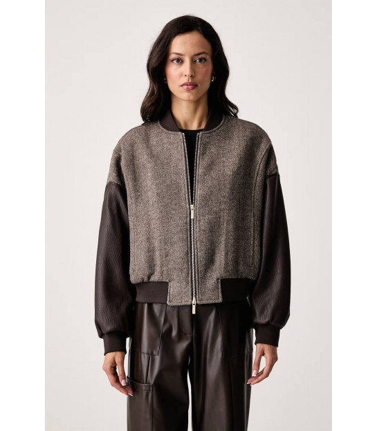 Бомбер жіночий вовняний коричневий XW002450 Armani Exchange - Respected-Person