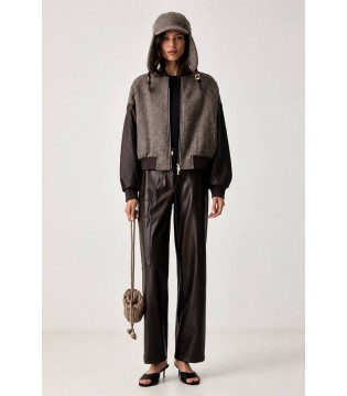 Бомбер жіночий вовняний коричневий XW002450 Armani Exchange 4 - Respected-Person