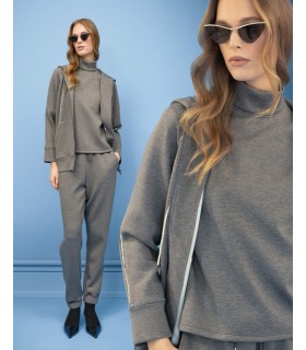 Кофта женская на змейке в блестки серая B504 Clips tricot  1 - Respected-Person