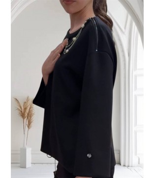 Кофта женская с цепью черная B302 Clips tricot  2 - Respected-Person