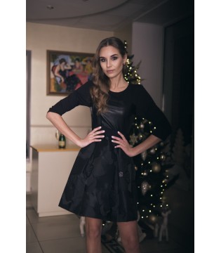 Сукня Cristina Gavioli чорна із шкіряними вставками