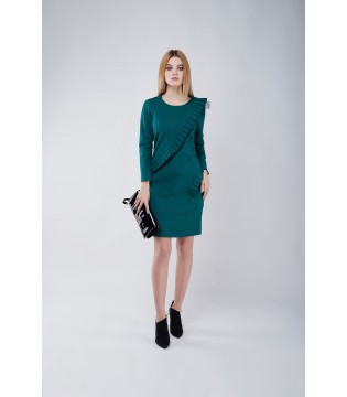 Сукня Cavalli Class зелена з подвійним плісе з гіпюром
