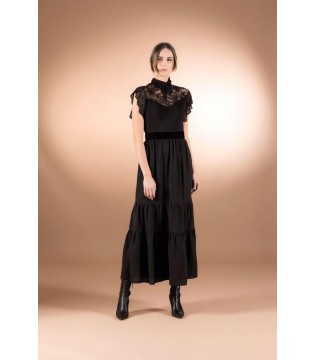Сукня Cristina Gavioli чорна довга з гіпюром