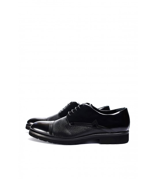 Туфл Giampieronicolaі чорні з фактурної та глянцевої шкіри на шнурівці - Respected-Person