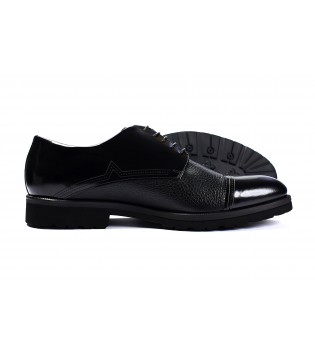 Туфл Giampieronicolaі чорні з фактурної та глянцевої шкіри на шнурівці 2 - Respected-Person