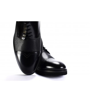 Туфл Giampieronicolaі чорні з фактурної та глянцевої шкіри на шнурівці 3 - Respected-Person