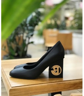 Туфли Baldinini чёрные кожаные на фигурном каблуке - Respected-Person