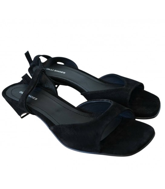 Босоножки женские на каблуке замшевые черные  Л-1-Токіо Olli Shoes  - Respected-Person