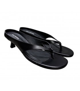 Шлепанцы на каблуке кожаные черные Л-7-4087 Olli Shoes  - Respected-Person