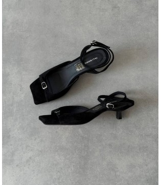 Босоножки женские с натуральной замши черные Л-6-4073 Olli Shoes