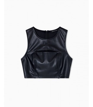 Майка-топ женская с эко-кожы черная XW001294 Armani Exchange 