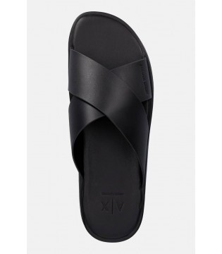 Шльопанці чоловічі шкіряні чорні XM002619 Armani Exchange 3 - Respected-Person