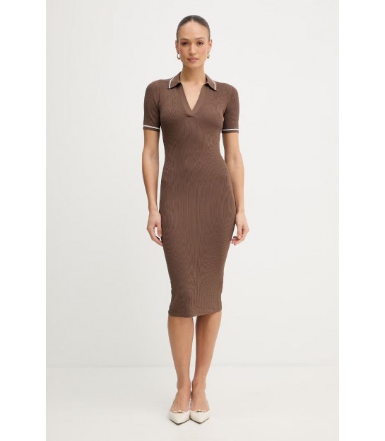 Сукня трикотажна жіноча міді шоколадне XW002244 Armani Exchange - Respected-Person