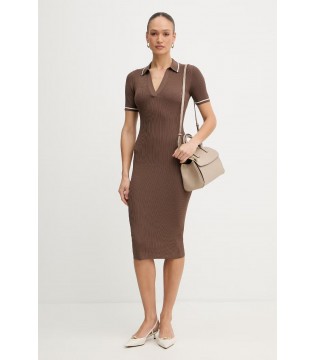 Сукня трикотажна жіноча міді шоколадне XW002244 Armani Exchange 4 - Respected-Person