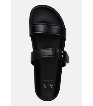 Шлепанцы женские черные XW002575 Armani Exchange  2 - Respected-Person
