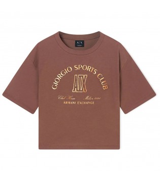 Футболка женская укороченная коричневая XW002335b Armani Exchange
