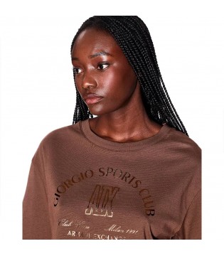 Футболка женская укороченная коричневая XW002335b Armani Exchange 3 - Respected-Person