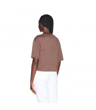 Футболка женская укороченная коричневая XW002335b Armani Exchange 2 - Respected-Person
