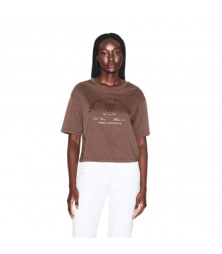 Футболка женская укороченная коричневая XW002335b Armani Exchange 1 - Respected-Person