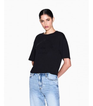 Футболка женская укороченная черная  XW002335a Armani Exchange 1 - Respected-Person