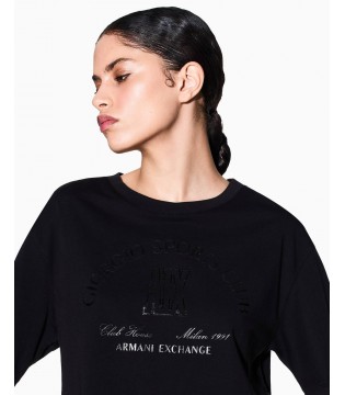 Футболка женская укороченная черная  XW002335a Armani Exchange 2 - Respected-Person