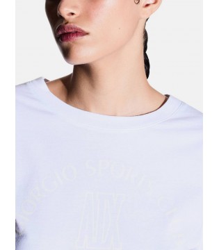 Футболка женская укороченная белая XW002335 Armani Exchange  3 - Respected-Person