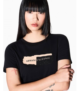 Футболка женская черная XW001804 Armani Exchange  2 - Respected-Person