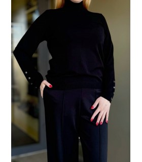 Кофта женская рукав пуговицы черная B845a Clips tricot  - Respected-Person