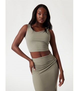 Топ женский оливковый с драпировкой  W5GP22KAQL2 5222 Guess 4 - Respected-Person