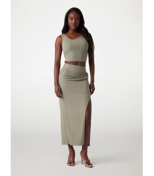 Топ женский оливковый с драпировкой  W5GP22KAQL2 5222 Guess 5 - Respected-Person