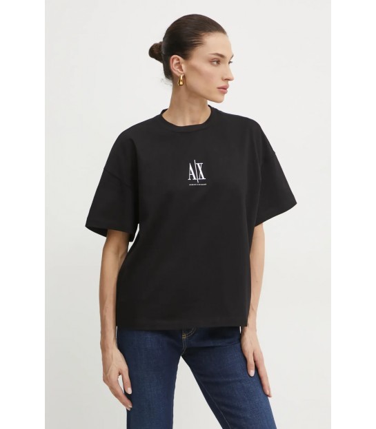 Футболка жіноча чорна з вишитим лого XW001182 Armani Exchange - Respected-Person