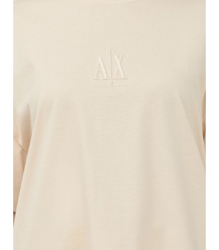  Футболка жіноча беж з вишитим лого XW001182b Armani Exchange 4 - Respected-Person