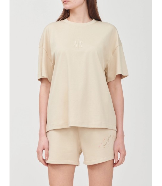  Футболка жіноча беж з вишитим лого XW001182b Armani Exchange - Respected-Person