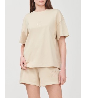  Футболка жіноча беж з вишитим лого XW001182b Armani Exchange 1 - Respected-Person