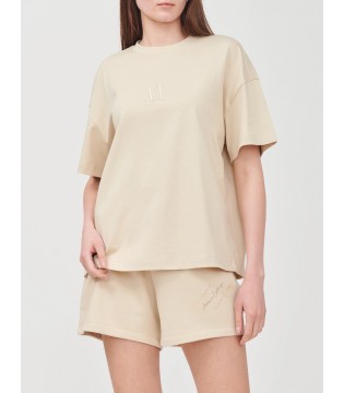  Футболка жіноча беж з вишитим лого XW001182b Armani Exchange 1 - Respected-Person