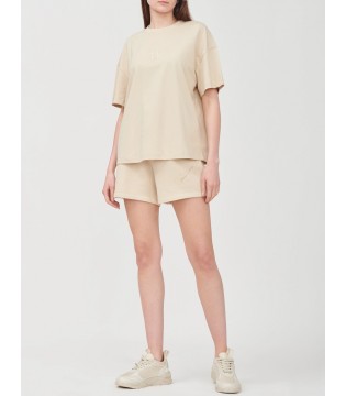  Футболка жіноча беж з вишитим лого XW001182b Armani Exchange 2 - Respected-Person