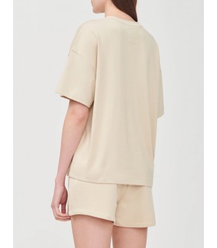  Футболка жіноча беж з вишитим лого XW001182b Armani Exchange 3 - Respected-Person