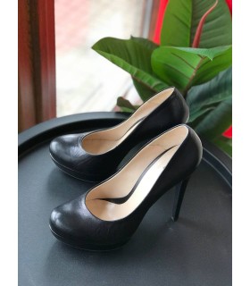 Туфли черные женские на каблуку кожаные 20387 DU MONDE  - Respected-Person